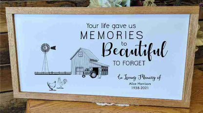 20x12 Memorial Sign with Wood frame