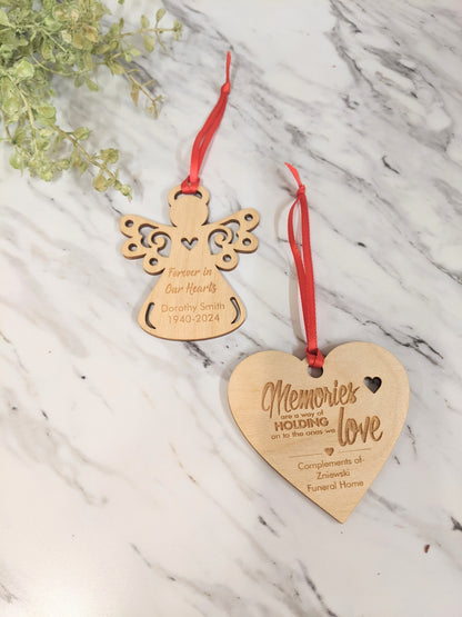 Bulk Qty 25 Custom Wood Remembrance Ornaments