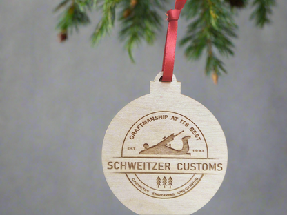 Set of 10 Wood Custom logo Christmas Ornaments, Business Christmas Ornament