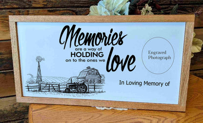 20x12 Memorial Sign With Photograph Wood frame