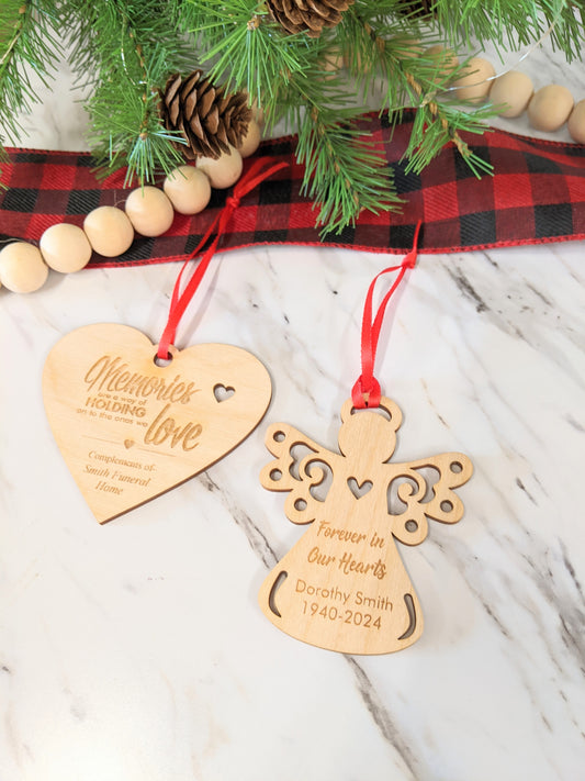 Bulk Qty 25 Custom Wood Remembrance Ornaments