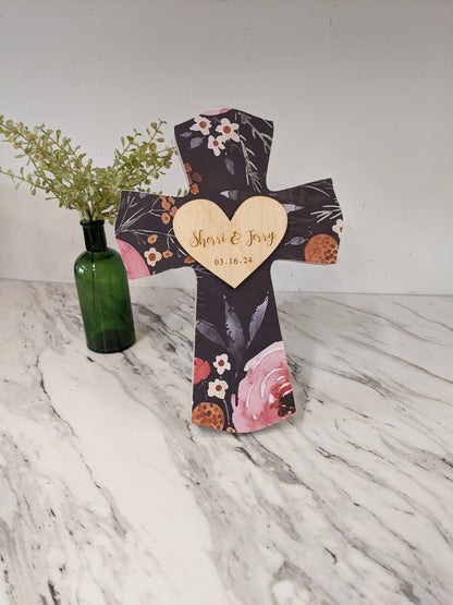 Personalized Wedding 3D Heart Cross