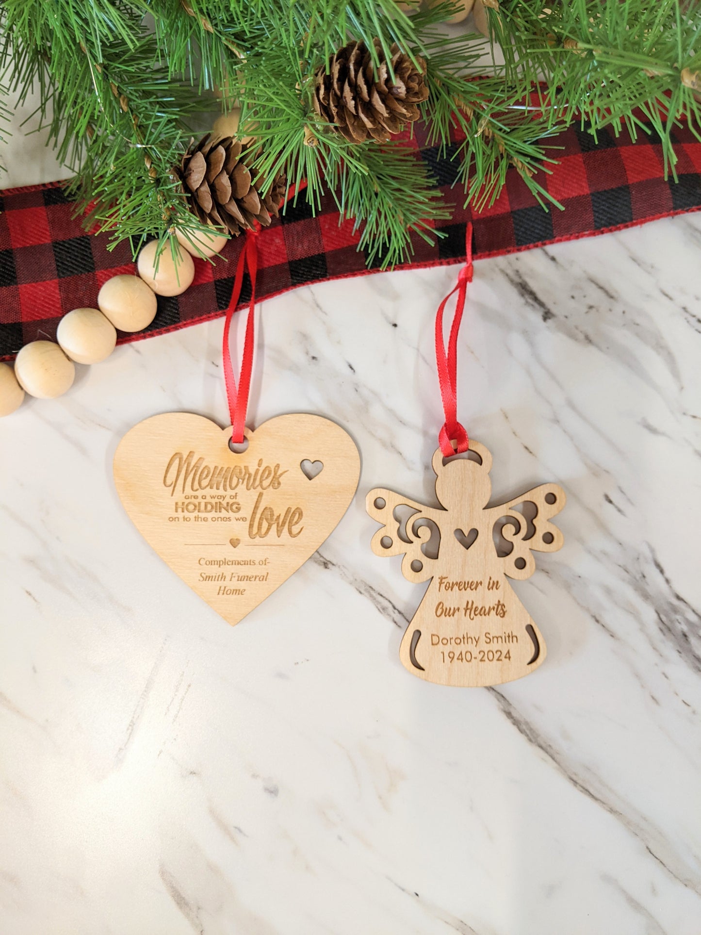 Bulk Qty 25 Custom Wood Remembrance Ornaments