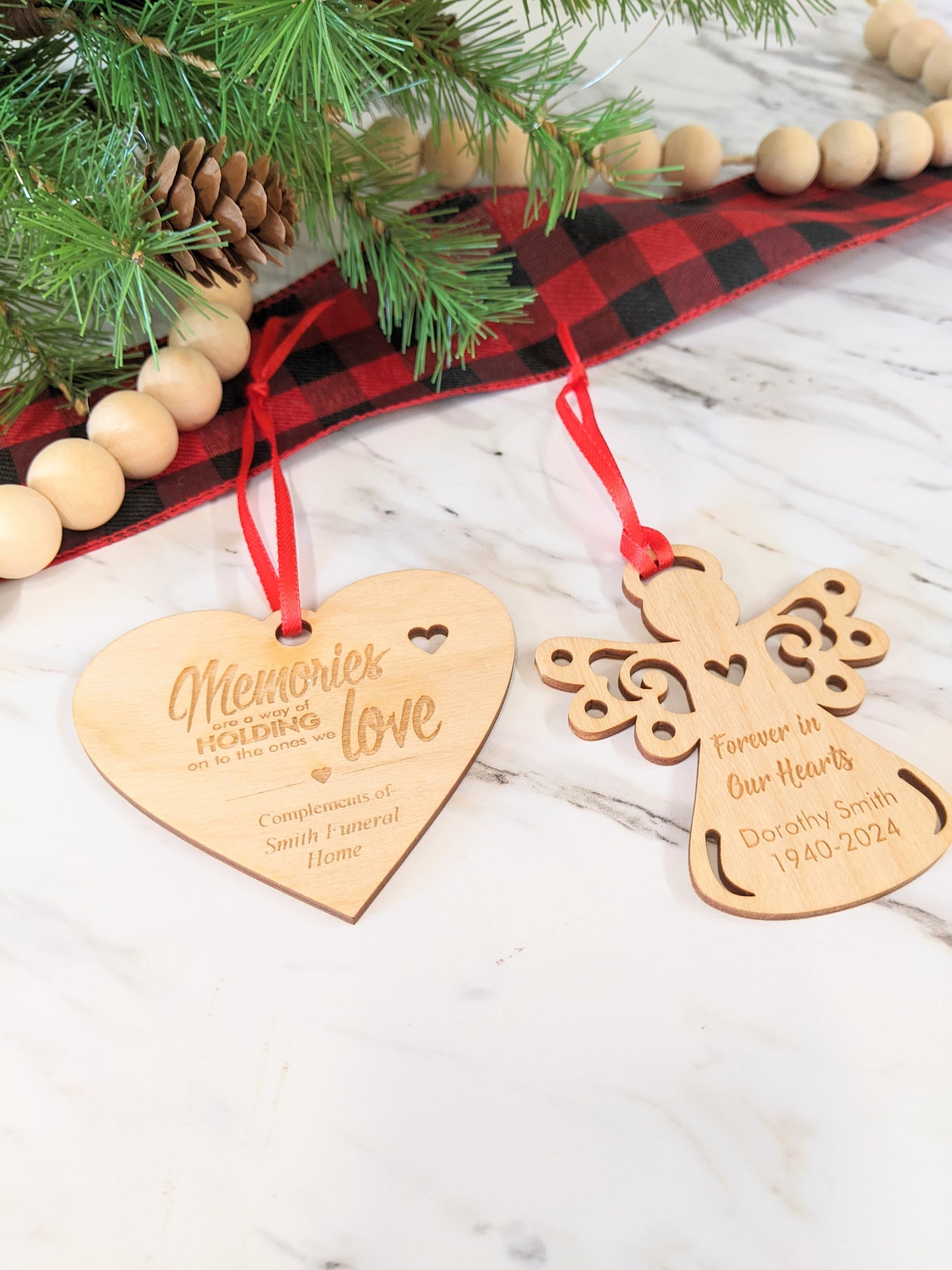 Bulk Qty 25 Custom Wood Remembrance Ornaments