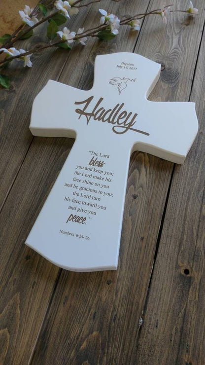 Personalized Baptism Cross Gift, Baptism Cross Personalized, Personalized Baptism Gift, Newborn Gift, Laser Engraved Cross, Religious Gift,