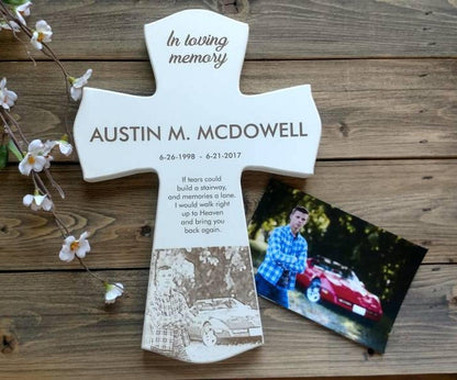 Memorial Picture Wood Cross Gift, Memorial Photo Cross Gift, Wood Memorial Photo Crosses, Memorial crosses, son memorial cross,