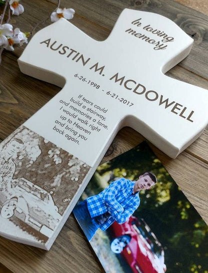 Memorial Picture Wood Cross Gift, Memorial Photo Cross Gift, Wood Memorial Photo Crosses, Memorial crosses, son memorial cross,