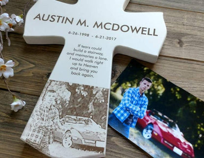 Memorial Picture Wood Cross Gift, Memorial Photo Cross Gift, Wood Memorial Photo Crosses, Memorial crosses, son memorial cross,