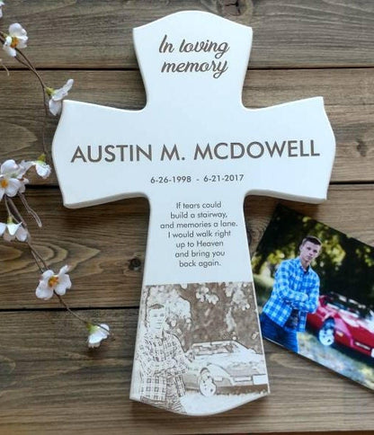 Memorial Picture Wood Cross Gift, Memorial Photo Cross Gift, Wood Memorial Photo Crosses, Memorial crosses, son memorial cross,