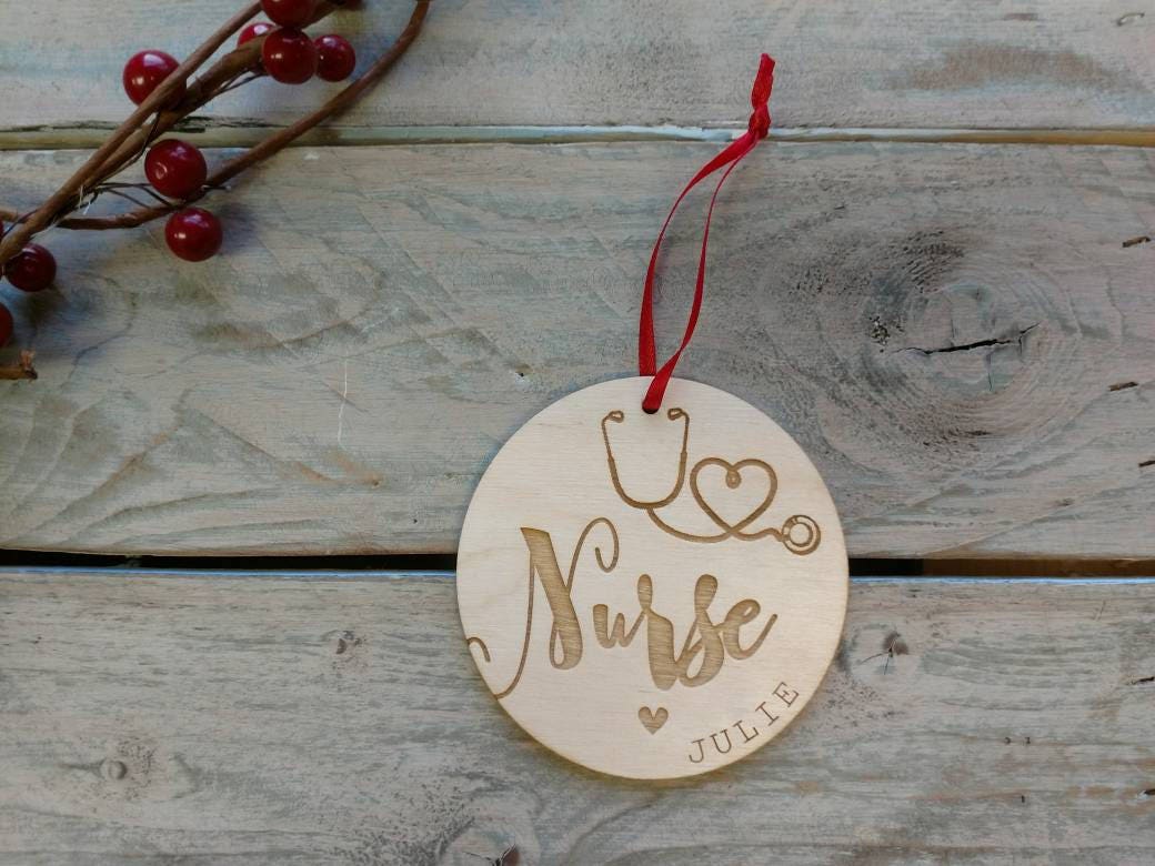 Nurse Ornament Personalized Wood Nurse Ornament