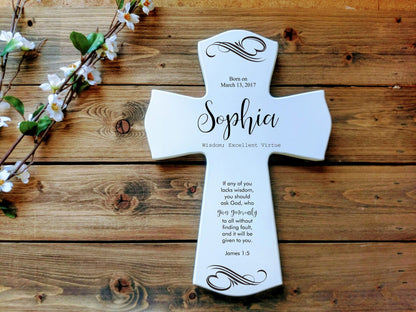 Personalized Baby Name Cross, Baby Cross, newborn gift, Personalized Cross , Baptism cross, name meaning Personalized Cross, Religious Gift