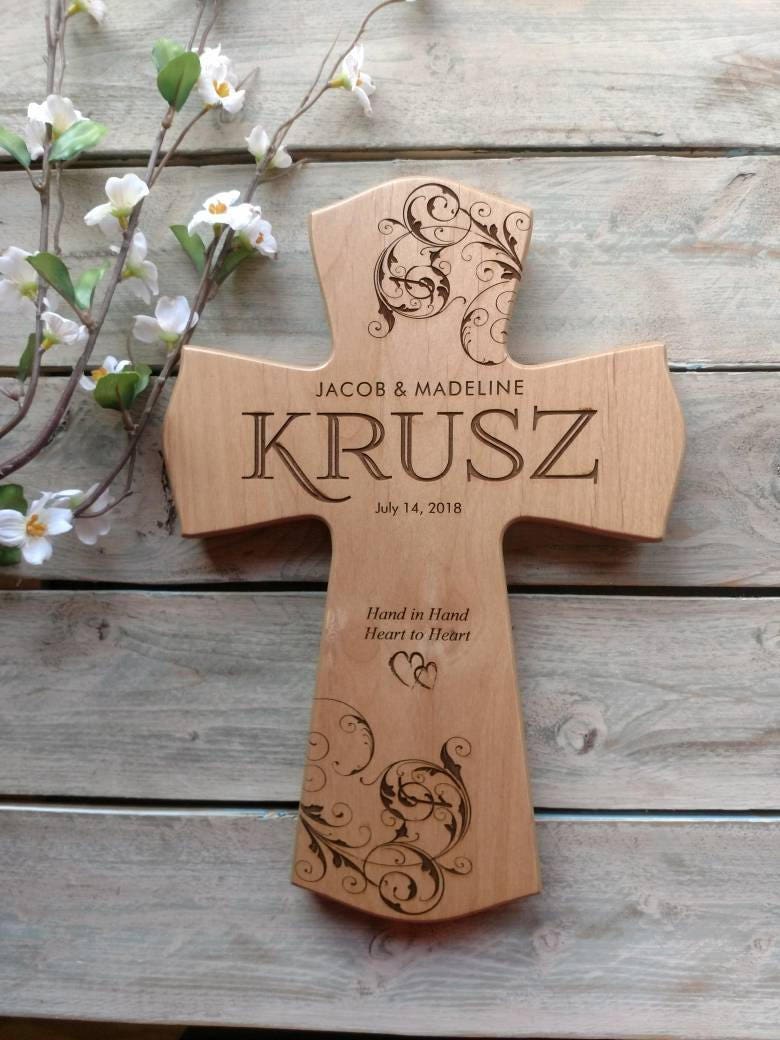 Personalized Wedding Cross Gift for couple, Religious Wedding Cross, Couple's Gift, bridal gift,  Wedding Gifts, Personalized Cross Wedding