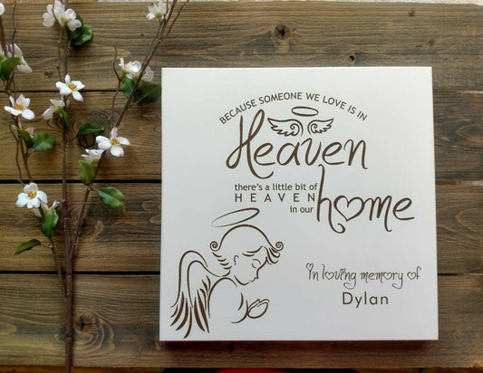 Personalized Someone In Heaven Memorial Gift, Angel Sympathy Gift, Loss of Child, Personalized Sympathy Gift, Heaven in our home