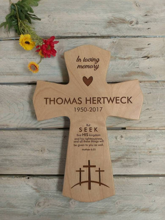 Memorial Cross, Religious Memorial Cross, dad memorial cross, grandpa memorial cross, memorial gift,