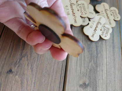 Set of 10, Save The Date Wood Clover Wedding Magnet