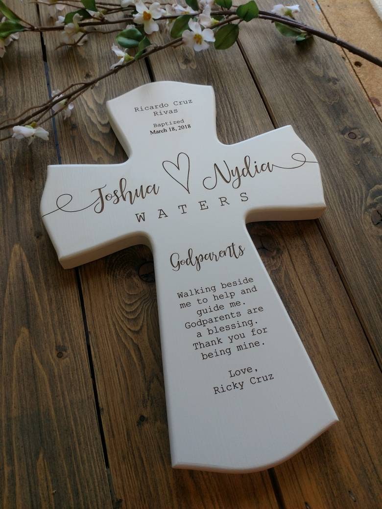 Personalized Godparents Cross for Godparent, Godparent Gift, Personalized Gift for Godparents, Godchild Gift, gift  wood cross,