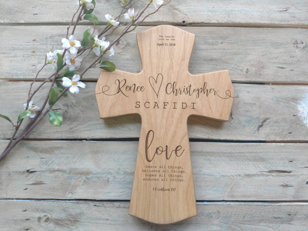 Personalized Wood Wedding Cross for newlyweds