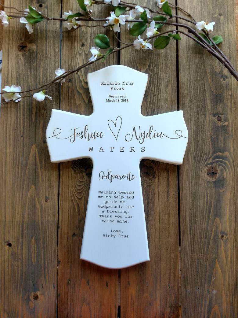 SMALL 6x8 Personalized Godparents Cross for Godparen