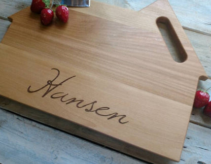 Last Name Wood Cutting Board, Personalized Wood Cutting Board, Cutting board with Last Name, Cutting Board for Couple