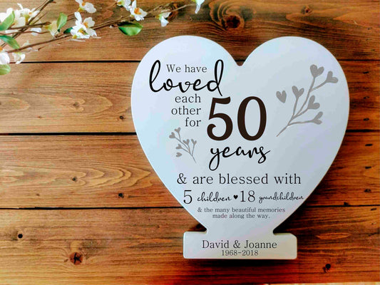 Parents 50th Wedding Anniversary Sign with number of children and grandchildren