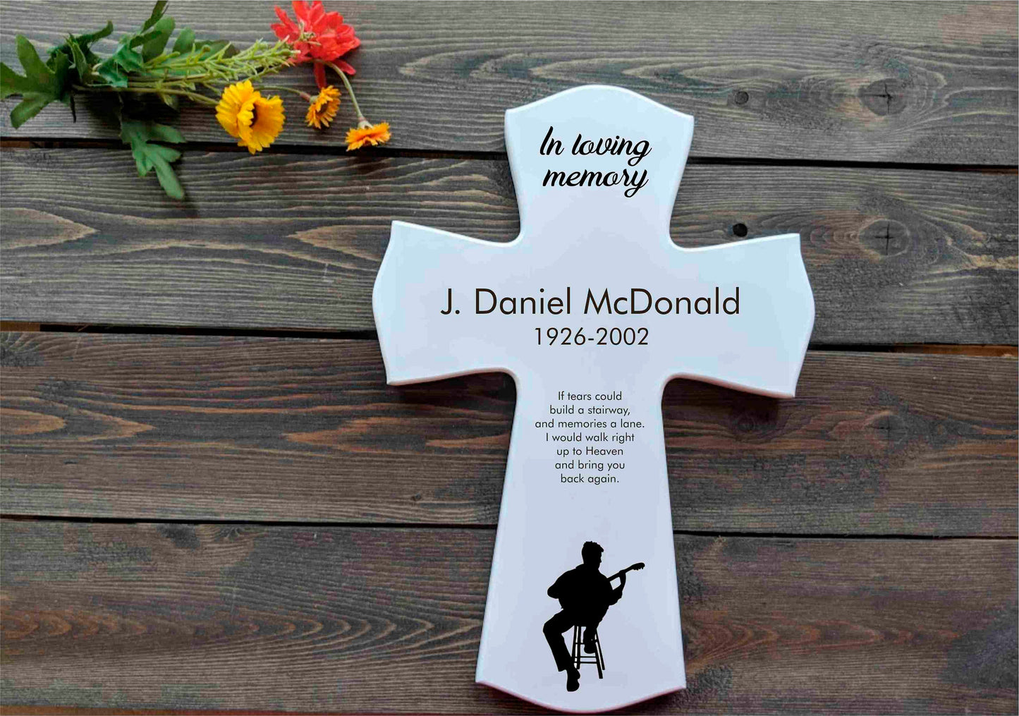 Musician Wood Memorial Cross for Gift ,Memorial cross wood gift, musician memorial, grandpa memorial cross, memorial gift, loss gift,