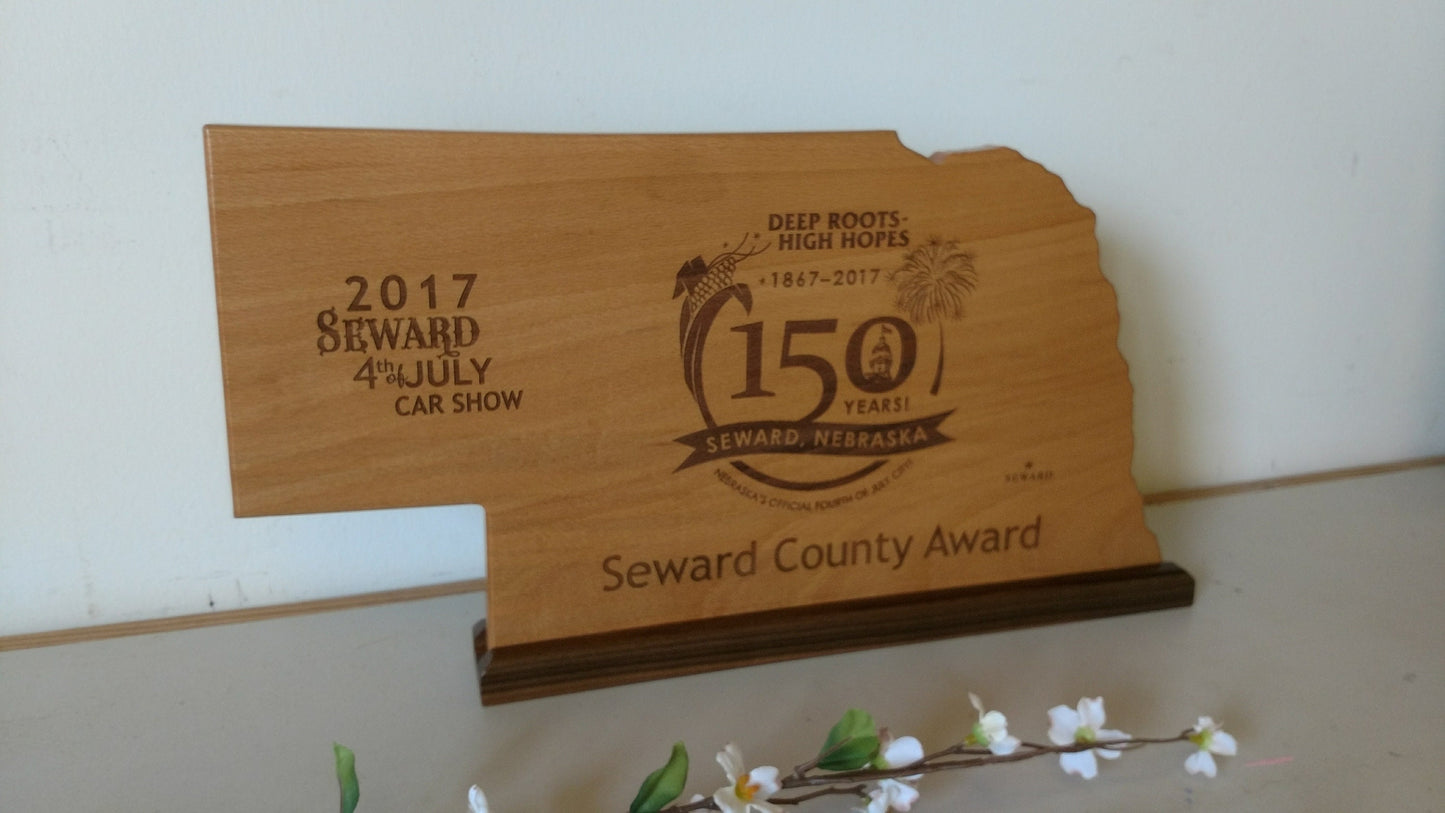 My State shape Custom Award Plaque,  Laser Engraved Award, Recognition plaque, custom awards, wood plaque award, personalized award