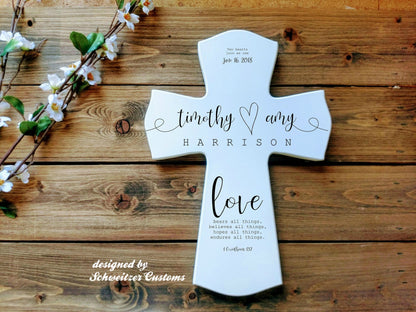 Personalized Wood Wedding Cross for newlyweds