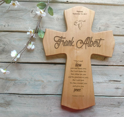 Personalized Baptism Cross Gift, Baptism Cross Personalized, Personalized Baptism Gift, Newborn Gift, Laser Engraved Cross, Religious Gift,