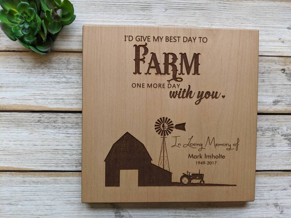 Memorial Plaque for Farmer , Farming in Heaven, Sympathy Gift, Personalized Sympathy Gift, Farming Funeral Gift,