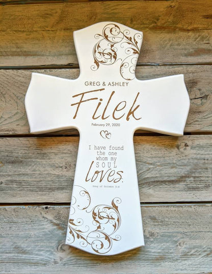 Personalized My Soul Loves Wedding Cross for couple