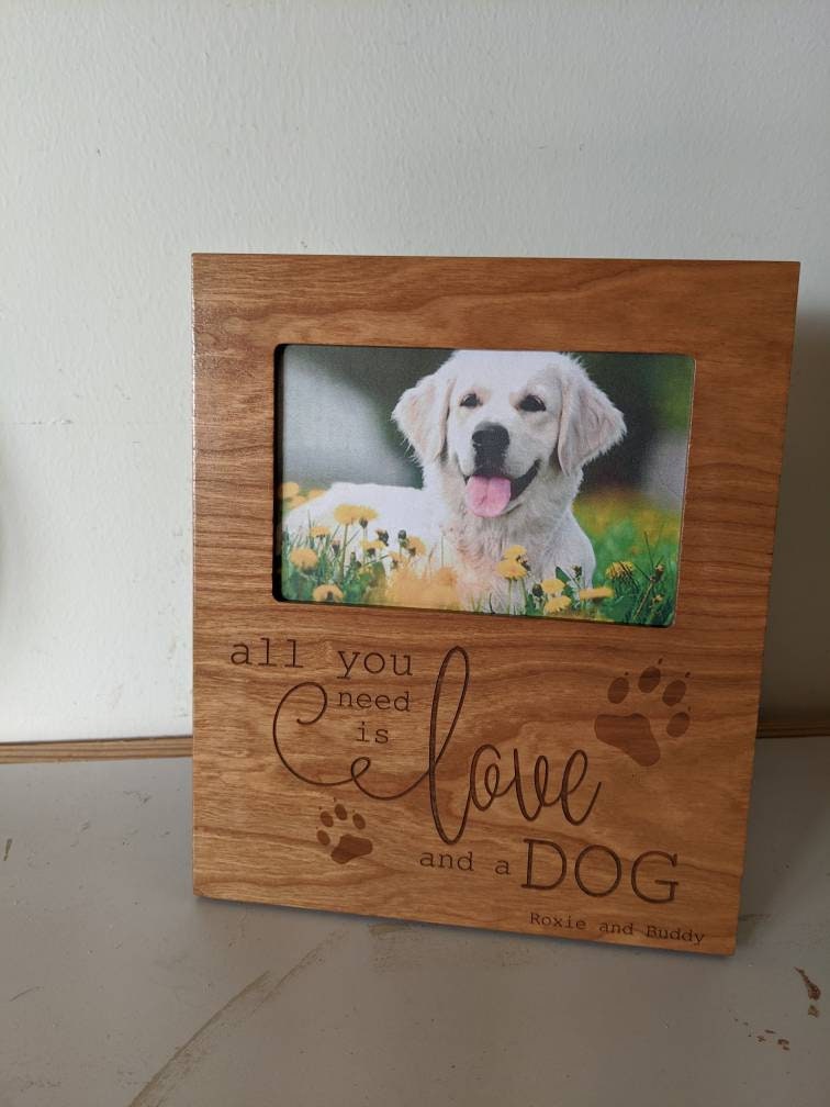 Personalized Dog Wood  Picture Frame ,Personalized pet picture frame, Personalized pet gift for dogs, dog memorial, Laser engraved