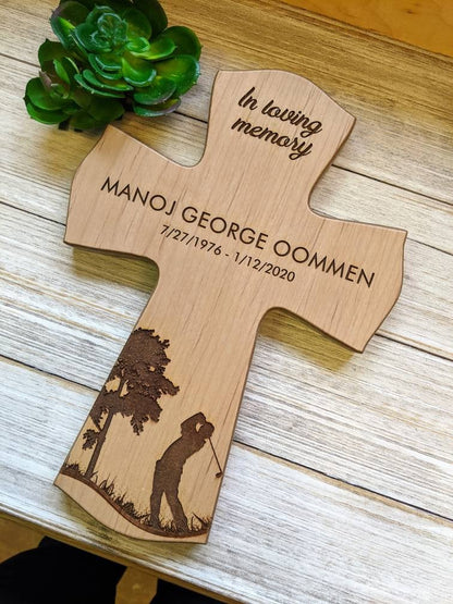 Personalized Golfing Memorial Cross