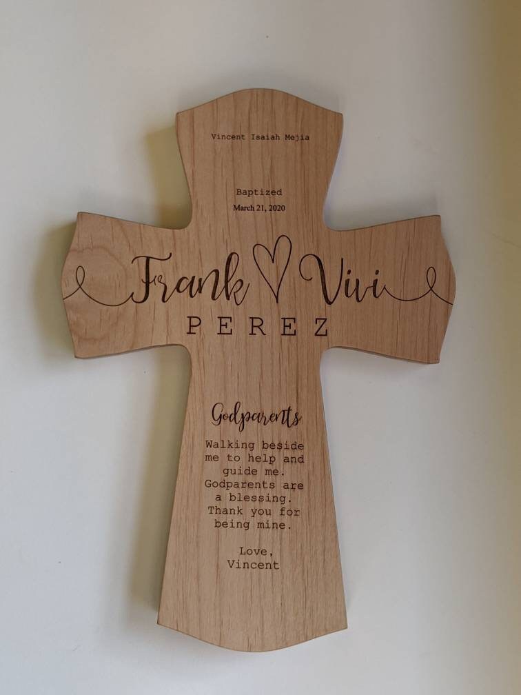 Personalized Godparents Cross for Godparent, Godparent Gift, Personalized Gift for Godparents, Godchild Gift, gift  wood cross,