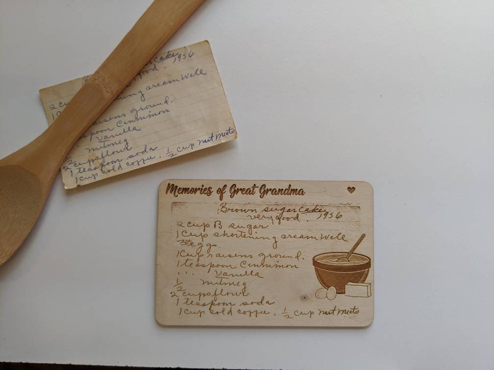 Handwritten Recipe Wood Card Gift