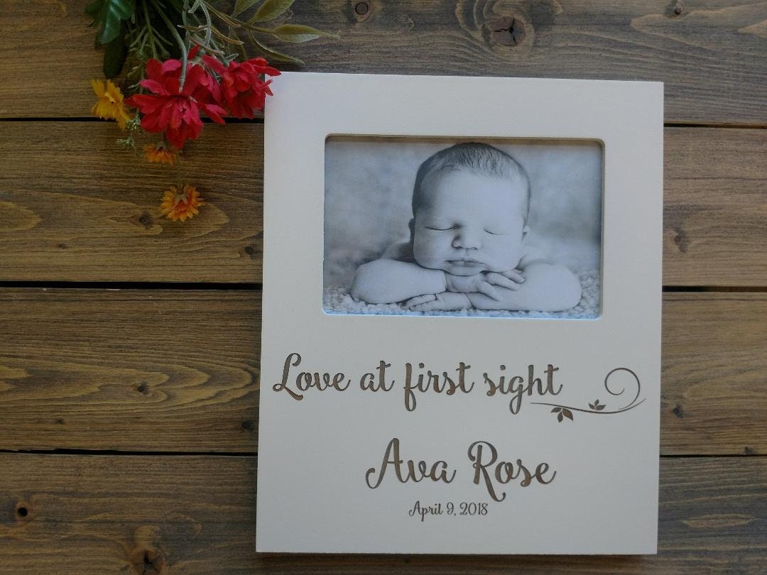 Love at first sight Picture Frame, Personalized Baby Picture Frame For Girl,  Personalized Baby Frame For Boy