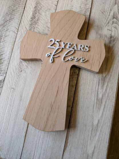 Personalized 25th Anniversary  Gift, 25th Personalized Anniversary Cross Gift For Parents, Religious 25th wedding Anniversary Cross,