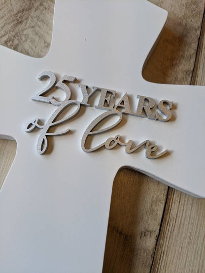 Personalized 25th Anniversary  Gift, 25th Personalized Anniversary Cross Gift For Parents, Religious 25th wedding Anniversary Cross,