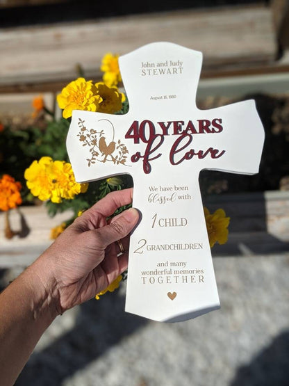 Personalized 40th Anniversary Cross Gift, 40th Personalized Anniversary Gift For Parents, Religious 40th wedding Anniversary Cross,