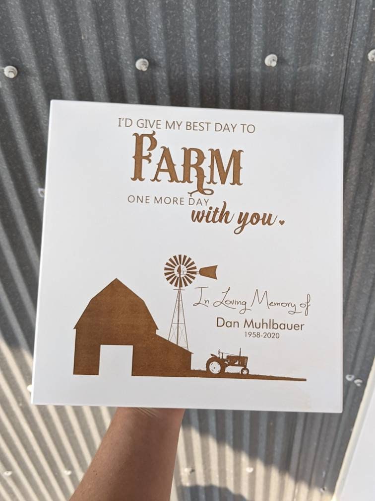 Memorial Plaque for Farmer , Farming in Heaven, Sympathy Gift, Personalized Sympathy Gift, Farming Funeral Gift,