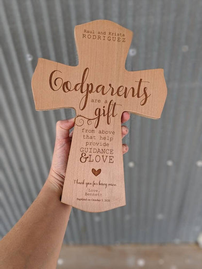 Personalized Godparents Cross Gift for Godparents, Baby godparent Dedication Gift, Personalized Baptism Gift, Gift for godparent