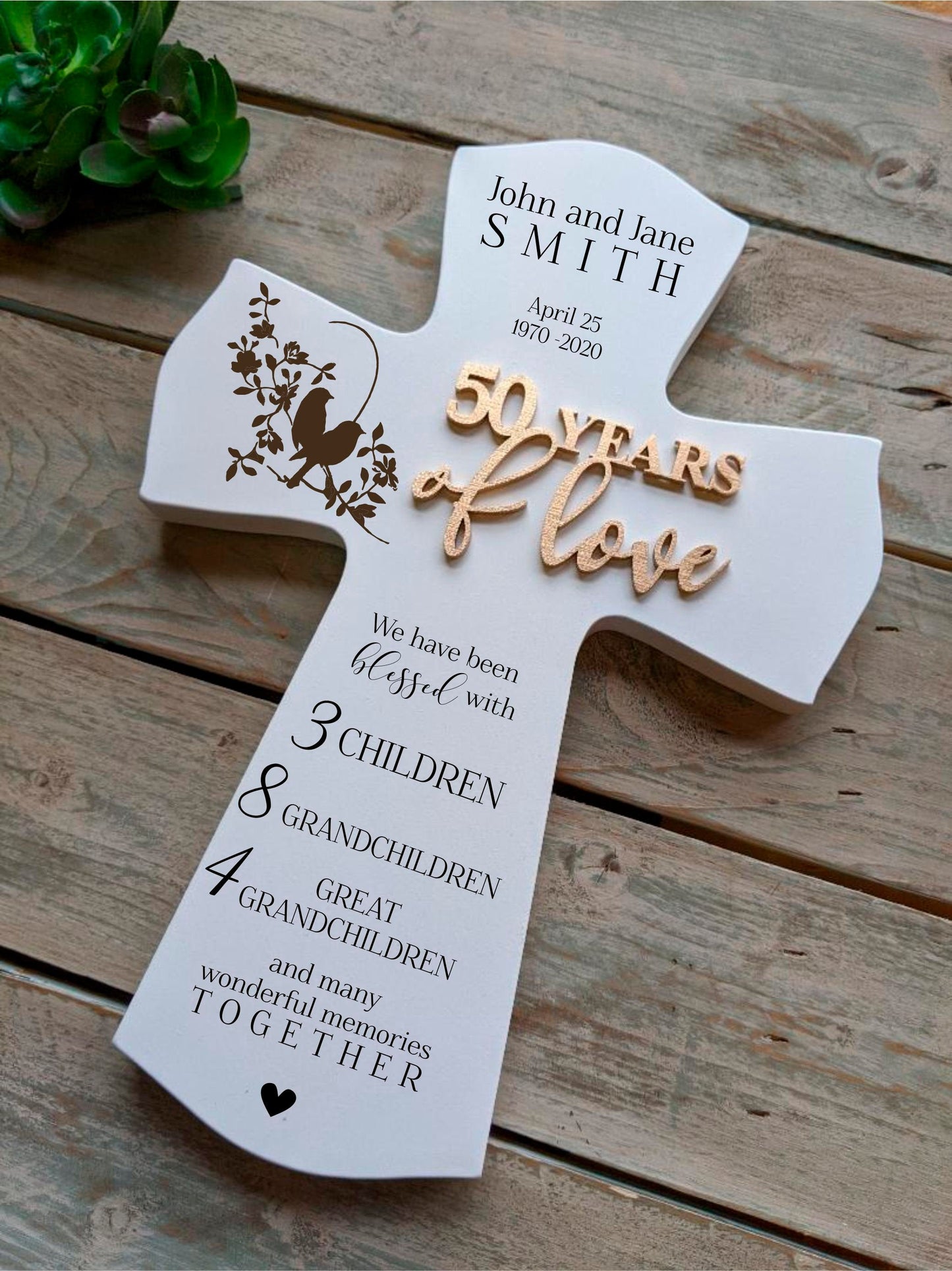 Personalized 50th Anniversary Cross Gift, 50th Personalized Anniversary Gift For Parents, Religious 50th wedding Anniversary Cross,