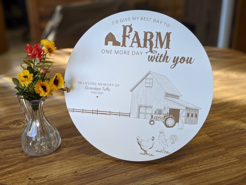 Farm Memorial Gift , Farm Sympathy Gift, Personalized Sympathy Gift, Farming Funeral Gift, Engraved Memorial Gift, Memorial Scene