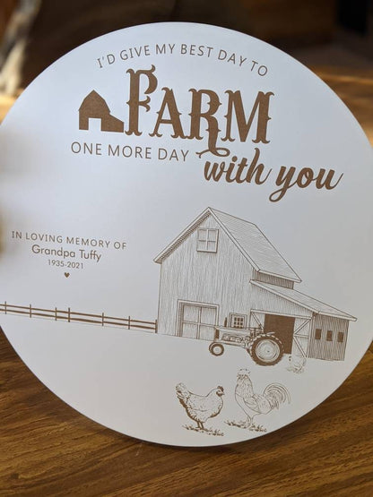 Farm Memorial Gift , Farm Sympathy Gift, Personalized Sympathy Gift, Farming Funeral Gift, Engraved Memorial Gift, Memorial Scene