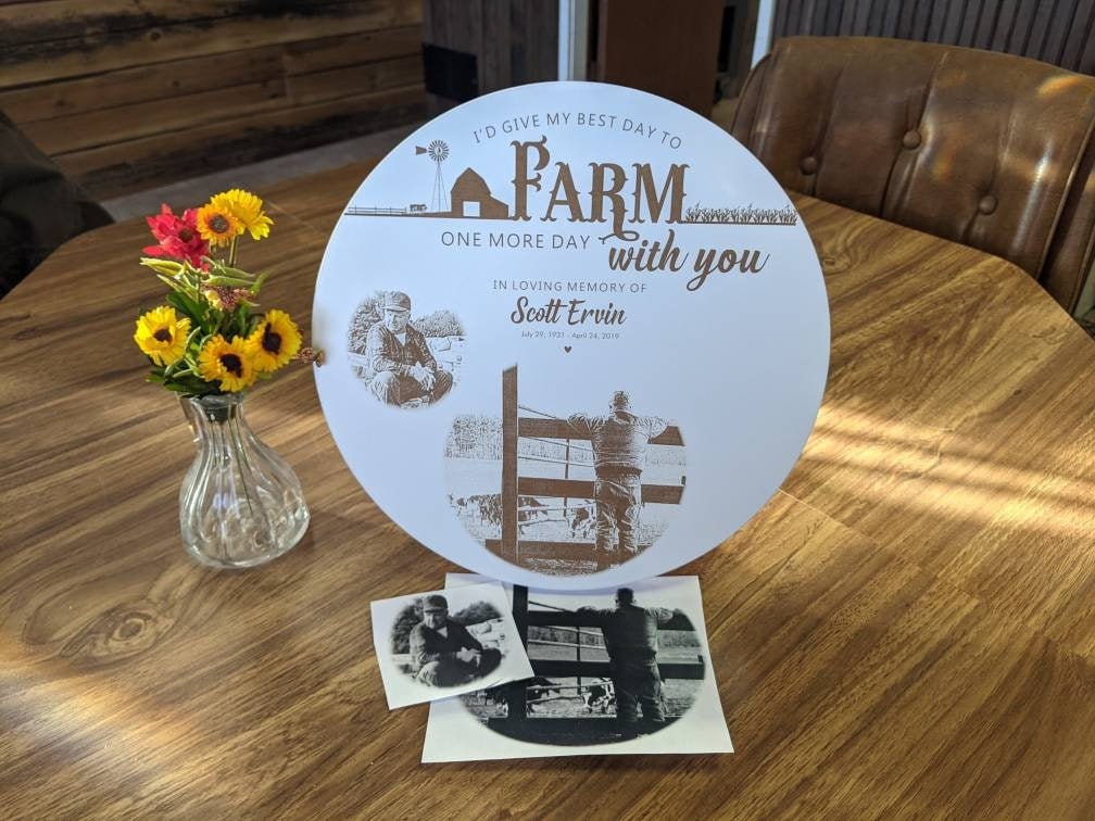 Personalized Memorial Picture Wood Memorial Gift, Personalized Memorial Farmer Gift, Memorial Gift For Farming Family