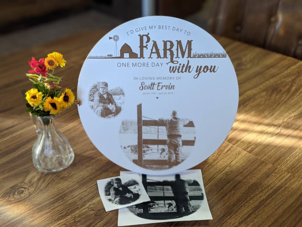 Personalized Memorial Picture Wood Memorial Gift, Personalized Memorial Farmer Gift, Memorial Gift For Farming Family