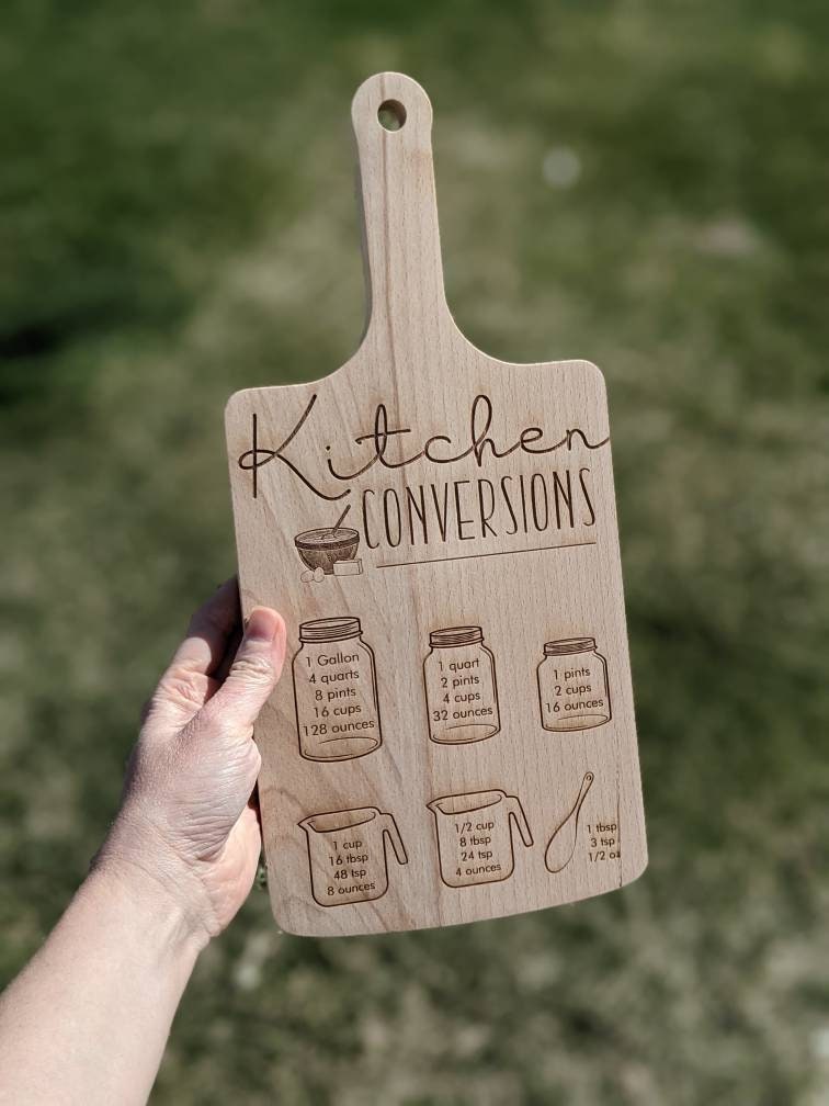 Kitchen Conversion cutting board for Christmas,  Farmhouse Cutting Board, Kitchen conversion decor, Farmhouse Decor