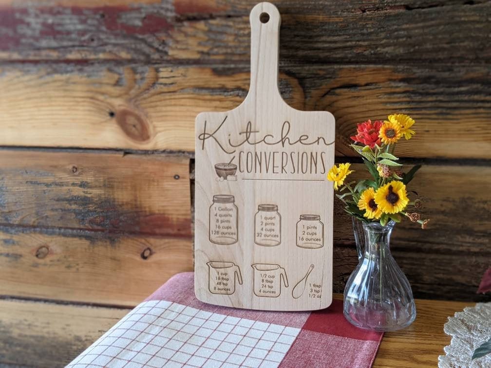 Kitchen Conversion cutting board for Christmas,  Farmhouse Cutting Board, Kitchen conversion decor, Farmhouse Decor