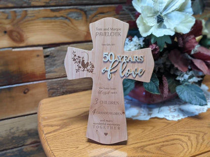 Personalized 50th Anniversary Cross Gift, 50th Personalized Anniversary Gift For Parents, Religious 50th wedding Anniversary Cross,