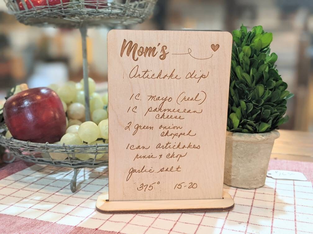 Personalized Wood Recipe Card, Handwritten Wood Recipe Card , Handwritten Recipe wood card