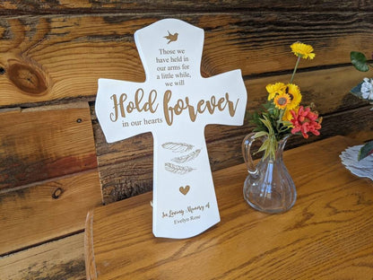 Personalized Memorial cross with feathers